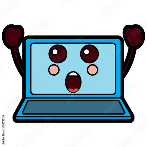 suprised laptop kawaii icon image vector illustration design 