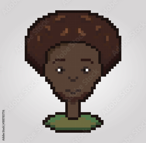 black man with afro hair. style pixel art