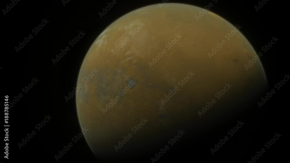Planet Mars Rotates Close Shot Planet Mars Rotates Close Shot