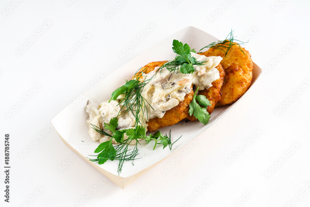potato pancakes with mushrooms