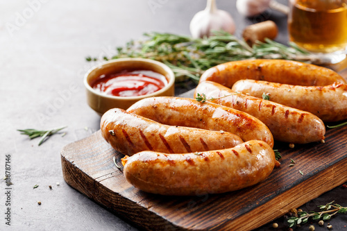 Sausages fried with spices and herbs