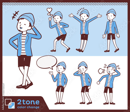 2tone type Jacket Short pants men_set 03