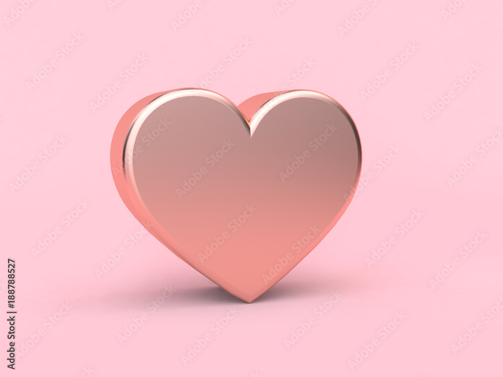 pink metallic heart shape set pink background love valentine concept 3d rendering