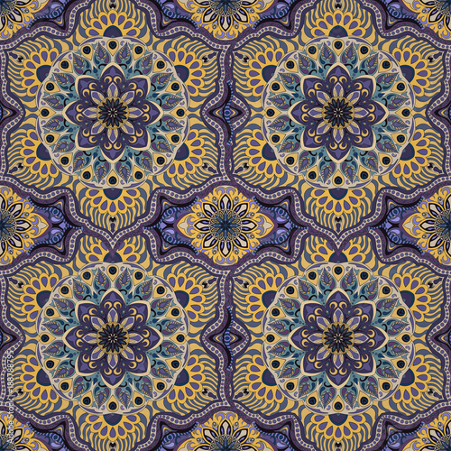 Ornate floral seamless texture  endless pattern with vintage mandala elements.