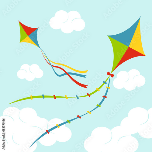 Fly color kites surfing