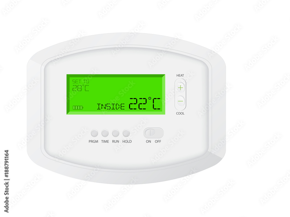 modern programmable thermostat on white background modern programmable thermostat on white background