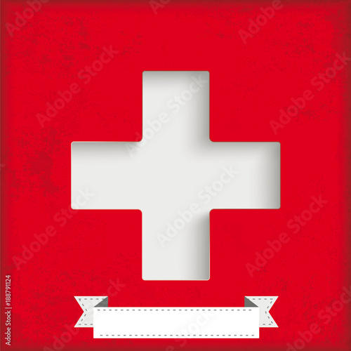 White Cross Ribbon Red Vintage Cover