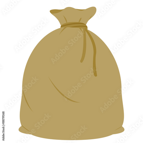 Full burlap sack tied with rope. Vector illustration photo