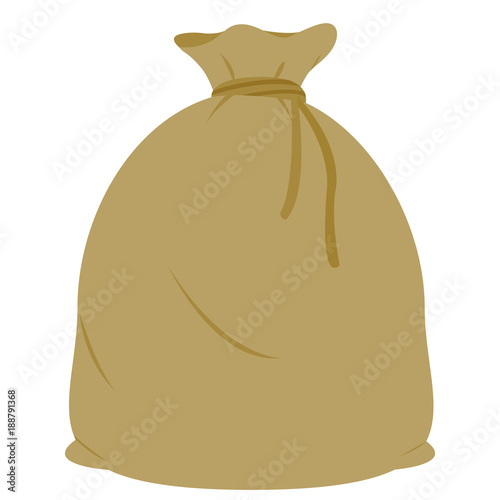 Full burlap sack tied with rope. Vector illustration