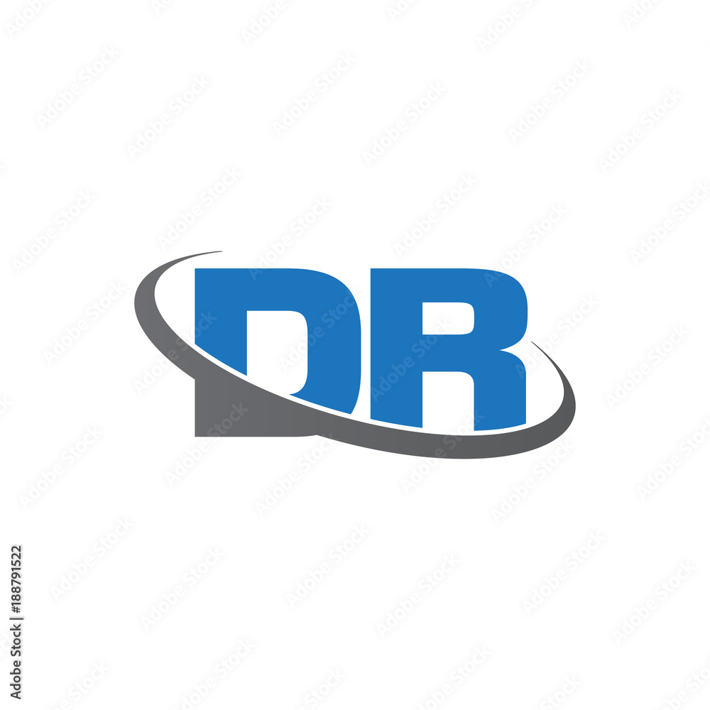 Initial letter DR, overlapping swoosh ring logo, blue gray color Initial letter DR, overlapping swoosh ring logo, blue gray color