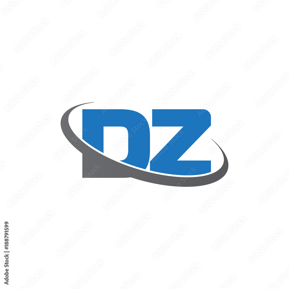 Initial letter DZ, overlapping swoosh ring logo, blue gray color Initial letter DZ, overlapping swoosh ring logo, blue gray color