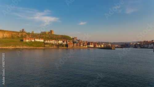 Whitby skyline, seen from Whitby Pier, North Yorkshire, UK