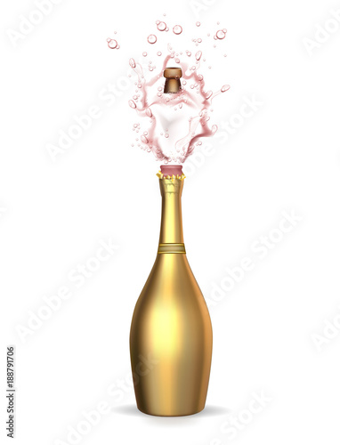 vector realistic golden champagne explosion