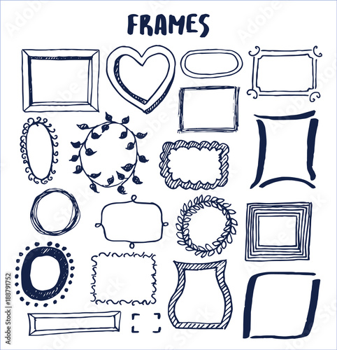 Set of Cute Hand Made Frames Vector Illustration