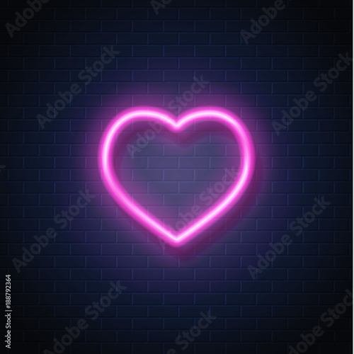 Vector neon heart icon sign illustration