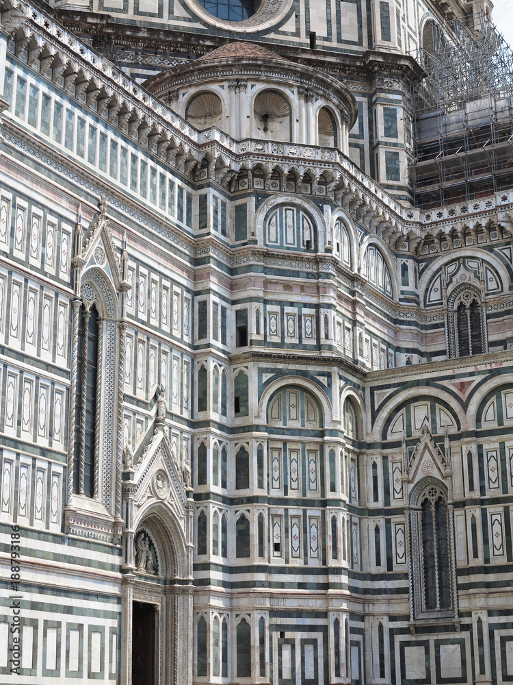 Italy, Toscana, Florence. Architectural detail of Cathedral Santa Maria del Fiore