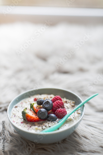 porridge with fruits photo