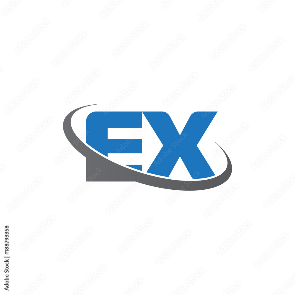 Fototapeta premium Initial letter EX, overlapping swoosh ring logo, blue gray color
