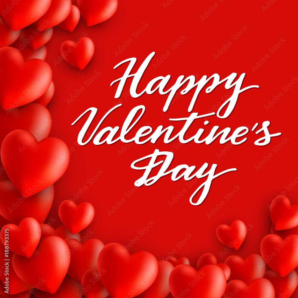 Greeting Valentine's day card with hearts and lettering Greeting Valentine's day card with hearts and lettering