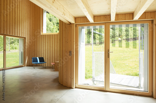 Interior of modrn wooden house photo