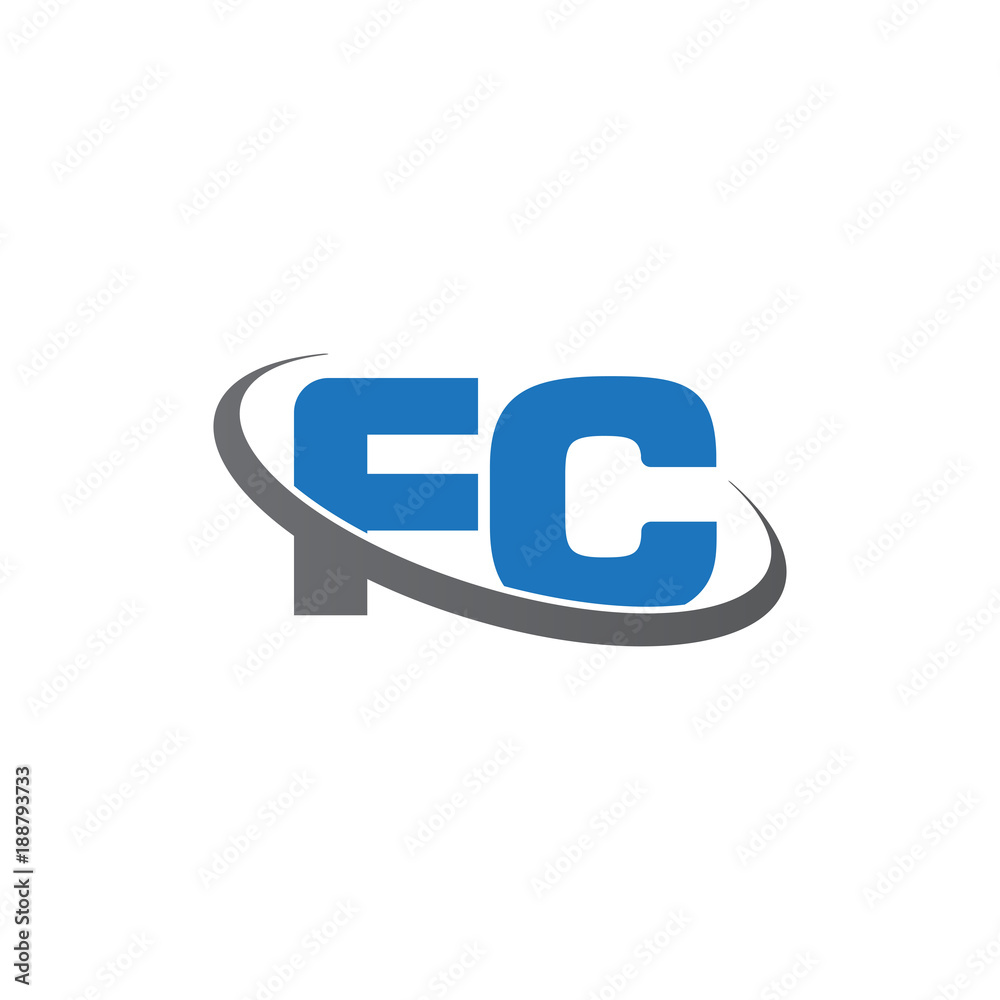 Initial letter FC, overlapping swoosh ring logo, blue gray color Initial letter FC, overlapping swoosh ring logo, blue gray color