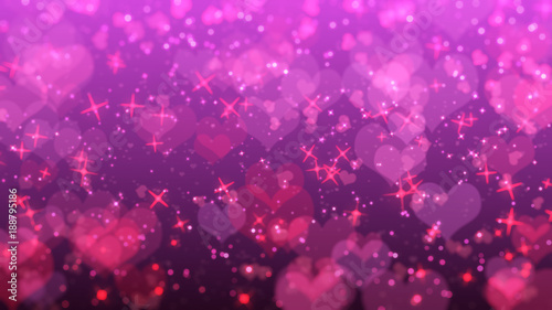 Valentine background with hearts, love valentine on pink, Colorful hart on pink background, light star on gradient radial effect, Valentine's day, Hearts fly valentine background