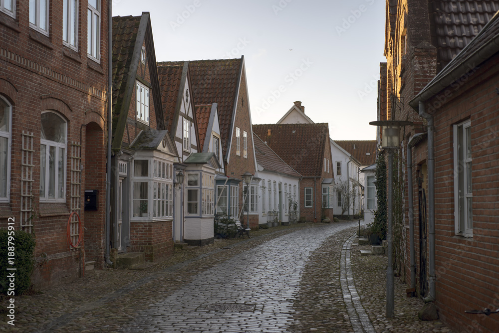 Old part of town with a cobblestone road