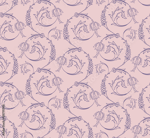 Floral swirls seamless pattern