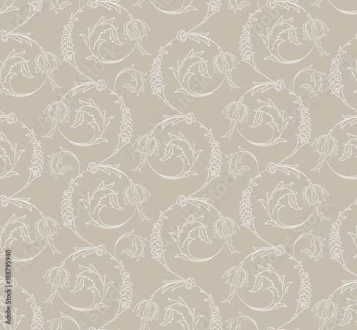 Floral swirls seamless pattern