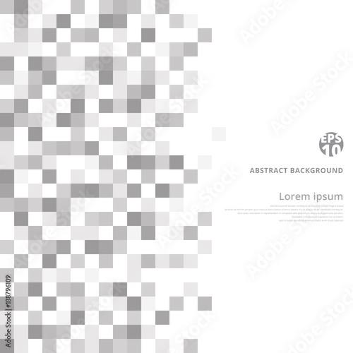 Abstract geometric gray and white pattern background with mesh of squares. Mosaic. Geometry template.
