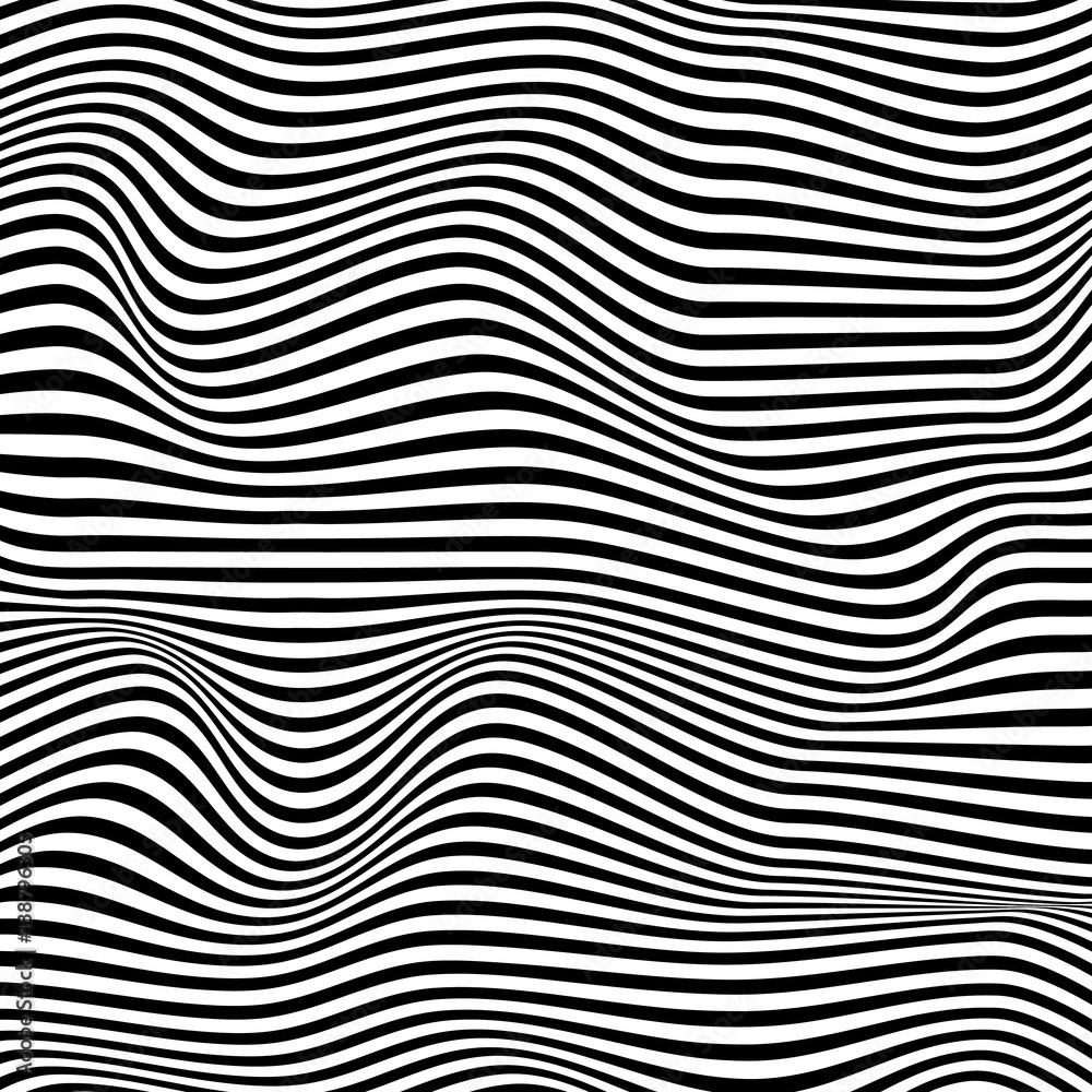 Abstract 3d wave striped textured monochrome background in fashion style. Modern template black and white curve zebra line pattern. Abstract 3d wave striped textured monochrome background in fashion style. Modern template black and white curve zebra line pattern.