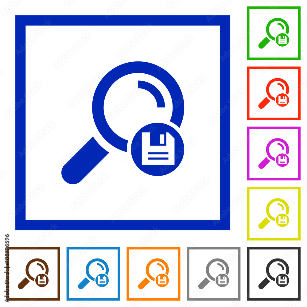 Save search results flat framed icons Save search results flat framed icons