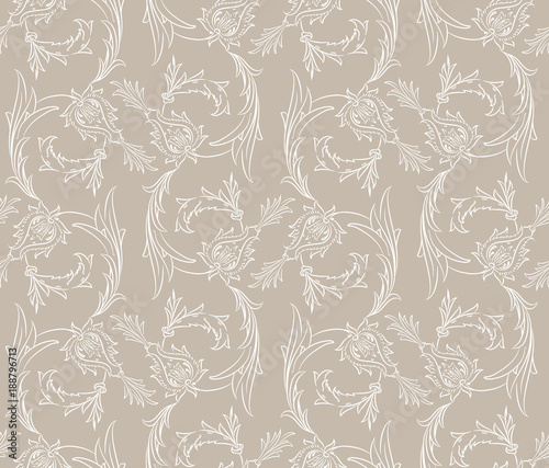 Floral swirls seamless pattern