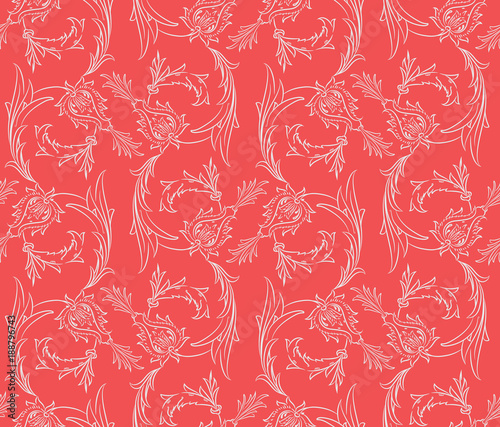 Floral swirls seamless pattern
