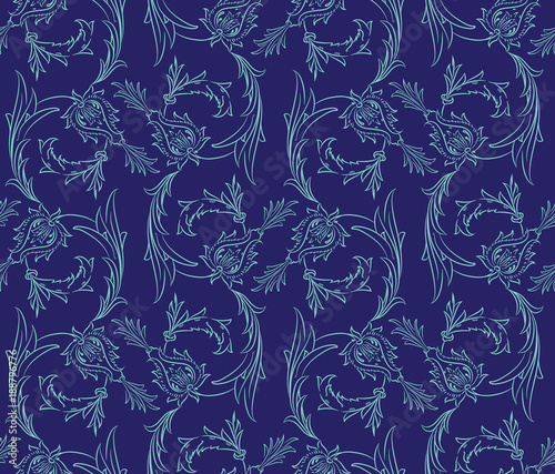 Floral swirls seamless pattern