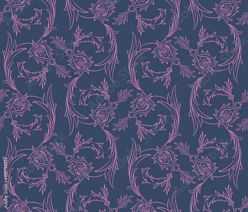 Floral swirls seamless pattern
