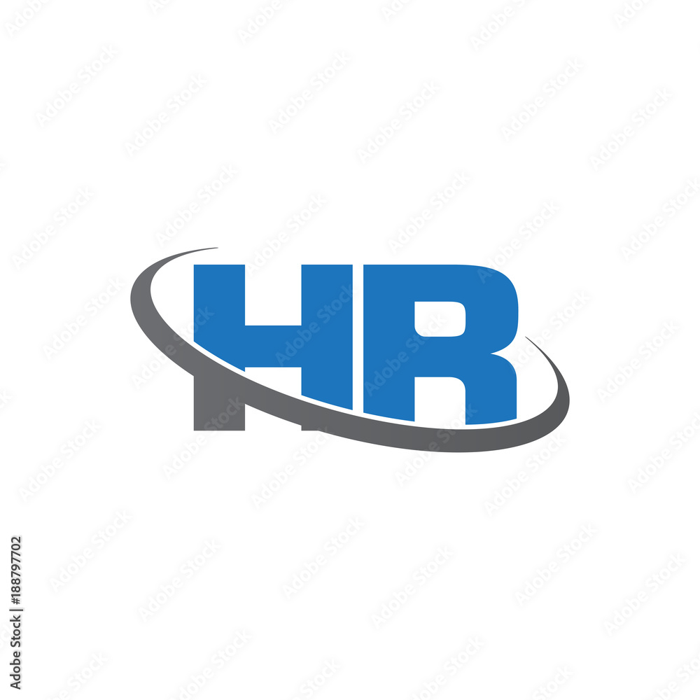 Initial letter HR, overlapping swoosh ring logo, blue gray color Initial letter HR, overlapping swoosh ring logo, blue gray color