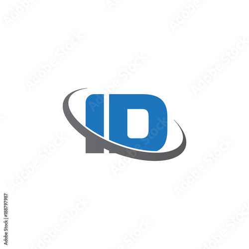 Initial letter ID, overlapping swoosh ring logo, blue gray color