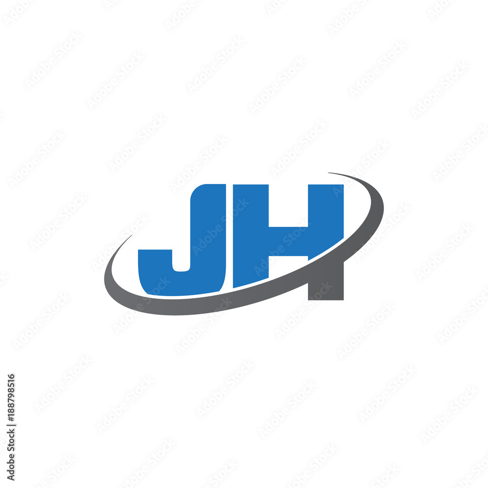 Initial letter JH, overlapping swoosh ring logo, blue gray color Initial letter JH, overlapping swoosh ring logo, blue gray color