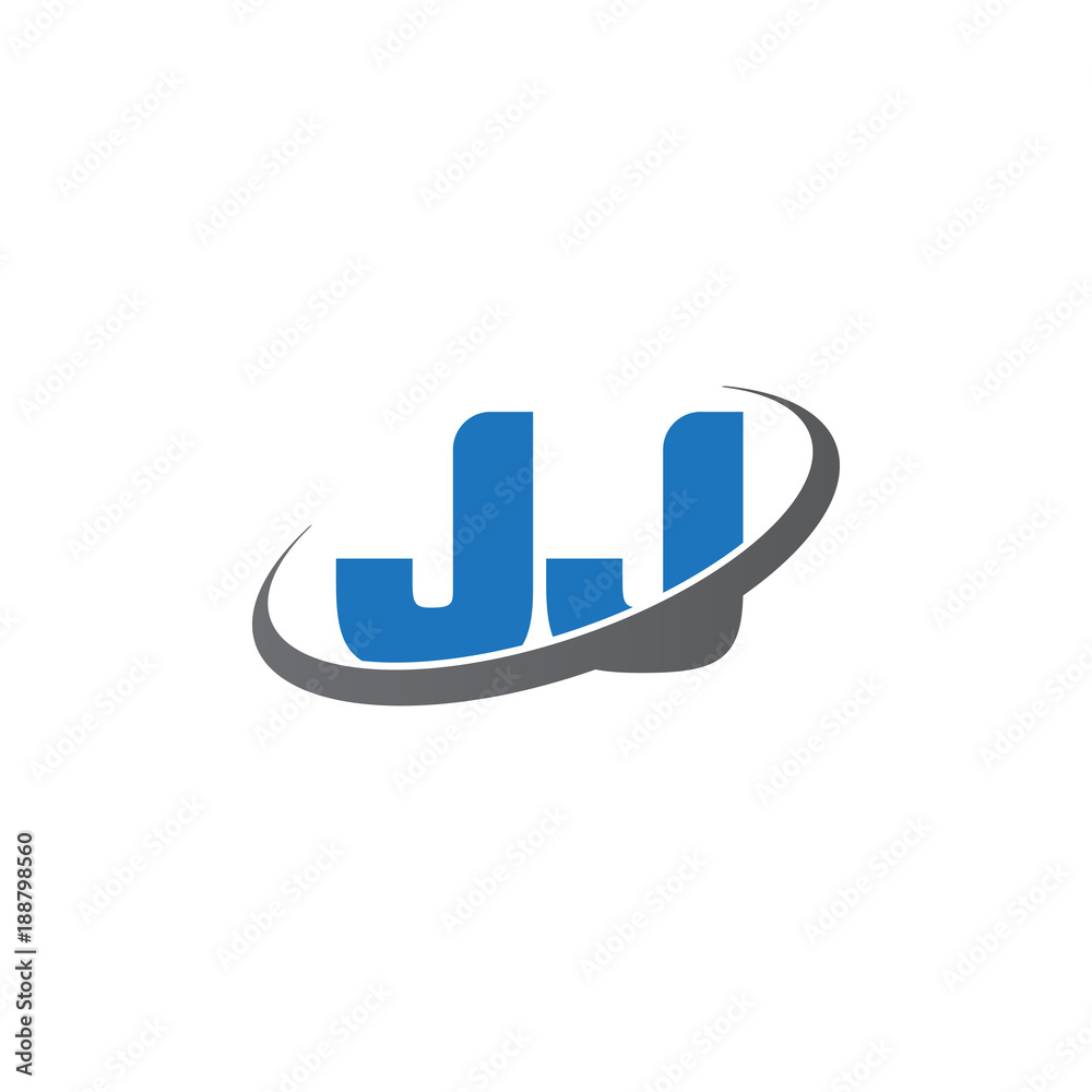 Initial letter JJ, overlapping swoosh ring logo, blue gray color Initial letter JJ, overlapping swoosh ring logo, blue gray color