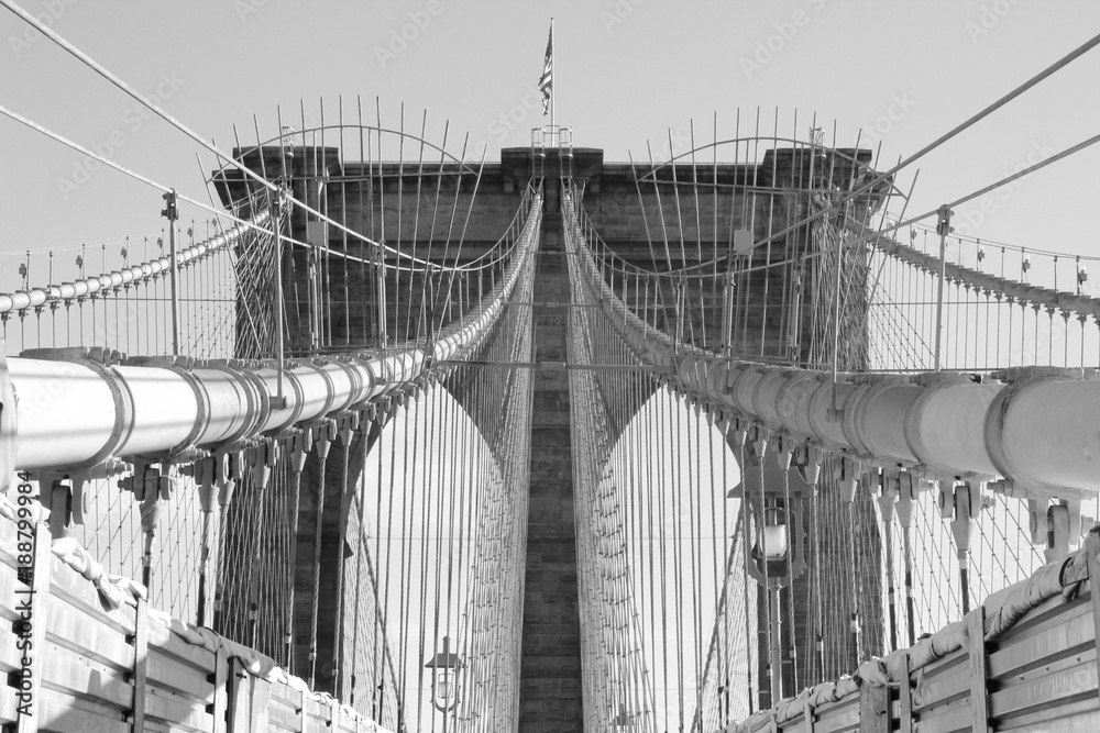 Obraz premium Looking up at the Brooklyn Bridge
