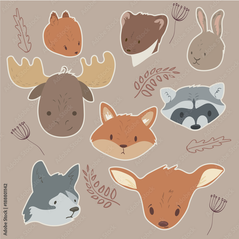 Animals sticker set