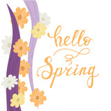 Hello spring lettering handwriting card