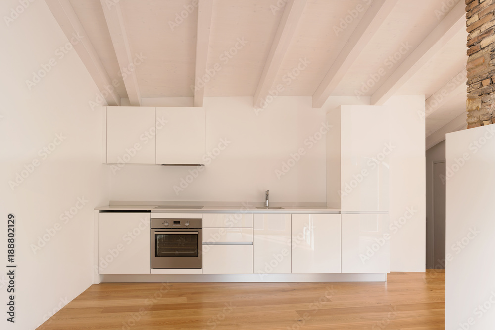 Fototapeta premium Front view of modern kitchen