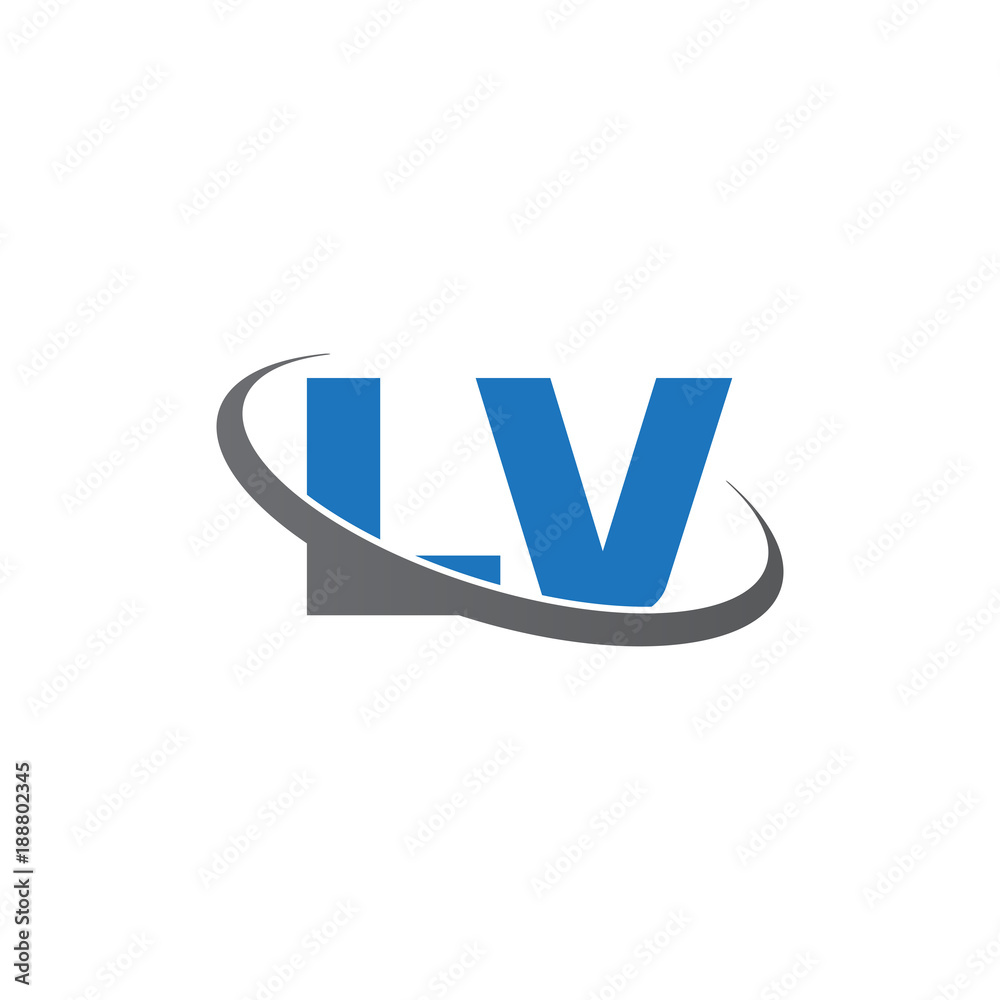 Initial letter , , overlapping swoosh ring logo, blue gray color