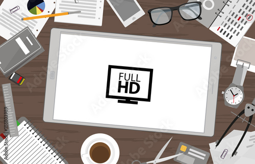Schreibtisch mit Tablet - Full HD