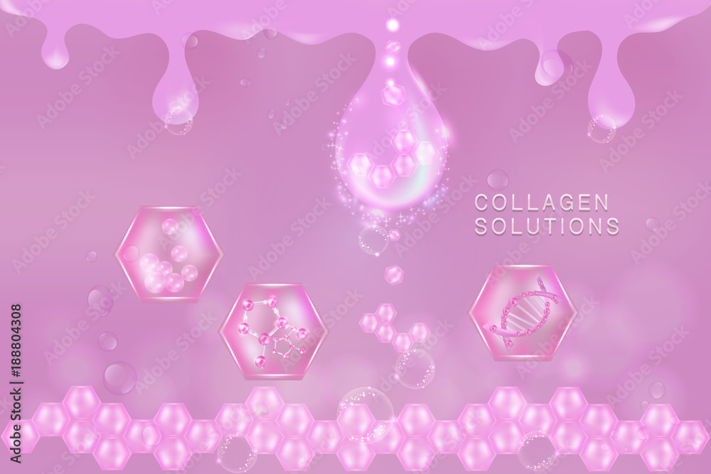 Pink collagen Serum drop, cosmetic advertising background ready to use, luxury skin care ad. Illustration vector. Pink collagen Serum drop, cosmetic advertising background ready to use, luxury skin care ad. Illustration vector.