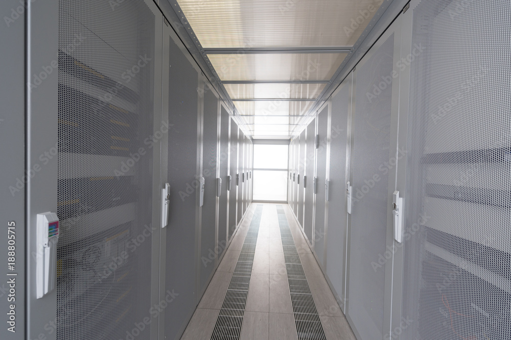 modern server room with white servers modern server room with white servers