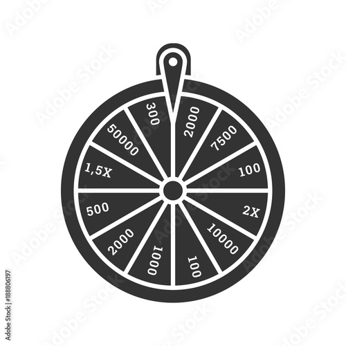 Wheel of fortune glyph icon