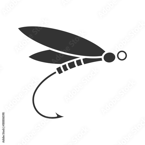 Fly fishing glyph icon